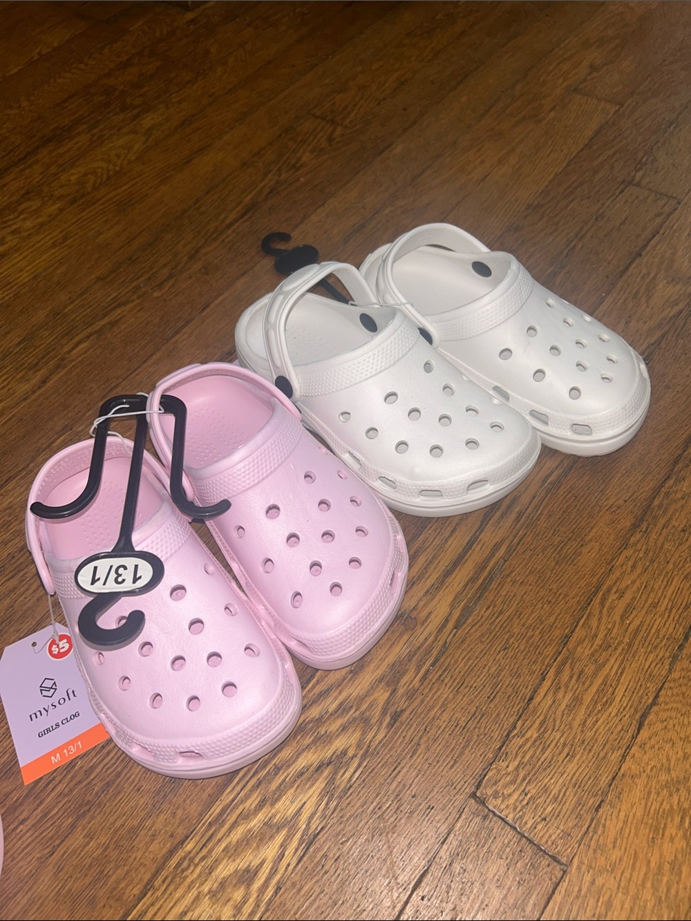 mysoft Girls Clog Pink & White Size 13/1 NWT